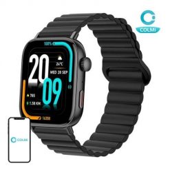 Smartwatch Colmi C8 Max z magnetycznym paskiem (czarny). Czarne smartbandy Colmi, bez wzorów. Za 100.99 zł.
