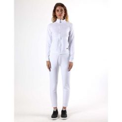 Bluza z bawełna z zamek błyskawiczny na co dzień. Białe bluzy damskie LEONE 1947 APPAREL, bez wzorów, z bawełny, sportowe, bez ramiączek, bez kaptura. W wyprzedaży za 191.56 zł.