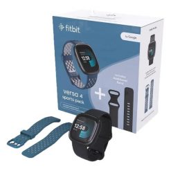 Zegarek inteligentny Fitbit Versa 4 Czarny/Niebieski. Czarne zegarki męskie FitBit, bez wzorów. Za 918.70 zł.