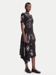 Desigual Sukienka codzienna Calma 25WWVK44 Czarny Regular Fit. Czarne sukienki damskie Desigual, na co dzień, xl, bez wzorów, z bawełny, bez kołnierzyka, bez ramiączek, proste. Za 379.99 zł.