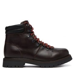 Trzewiki Tommy Hilfiger. Brązowe botki męskie Tommy Hilfiger, bez wzorów, bez obcasa, bez zapięcia. Za 849.99 zł.