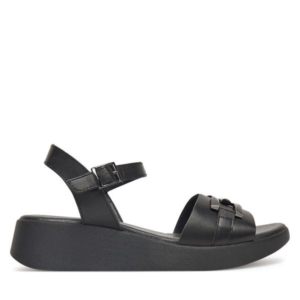 Sandały Lasocki. Czarne sandały damskie Lasocki, bez wzorów, bez obcasa, na koturnie, bez zapięcia. Za 159.99 zł.