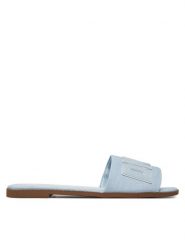 DKNY Klapki Willow K1500528 Niebieski. Niebieskie klapki damskie DKNY, bez wzorów, z materiału, bez obcasa, bez zapięcia. Za 239.99 zł.