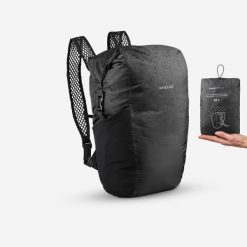 Plecak trekkingowy Forclaz Travel 20 l wodoodporny. Czarne plecaki męskie FORCLAZ, bez wzorów, z materiału, sportowe. Za 59.99 zł.