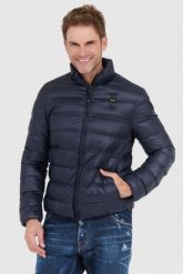 BLAUER Granatowa puchowa kurtka męska Seth. Niebieskie kurtki męskie Blauer USA, l, bez wzorów, z puchu, bez kaptura. W wyprzedaży za 719.99 zł.