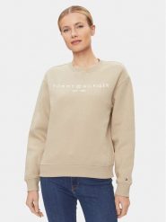 Tommy Hilfiger Bluza WW0WW39791 Beżowy Relaxed Fit. Brązowe bluzy damskie Tommy Hilfiger, xl, bez wzorów, z bawełny, bez ramiączek, bez kaptura. Za 249.99 zł.
