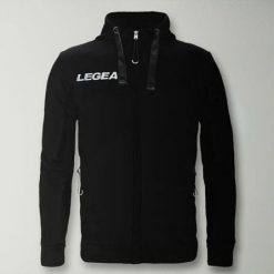 Bluza Junior Sarajevo Full Zip do biegania czarna. Czarne bluzy damskie Legea, bez wzorów, z bawełny, sportowe, bez ramiączek, z kapturem. Za 180.00 zł.