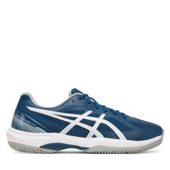 Buty halowe Asics. Niebieskie buty sportowe męskie Asics, bez wzorów, bez zapięcia. Za 249.99 zł.