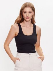 Levi's® Top Essential A5906-0000 Czarny Regular Fit. Czarne topy damskie l, bez wzorów, z bawełny, bez kołnierzyka, bez ramiączek. Za 79.99 zł.