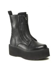 Jenny Fairy Trzewiki WS101-06 Czarny. Czarne botki damskie Jenny Fairy, bez wzorów, ze skóry, bez obcasa, na koturnie, bez zapięcia. Za 159.99 zł.