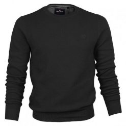 Sweter Bawełniany, Grafitowy w Drobne Tłoczenie, Okrągły Dekolt, U-neck, Męski -Pako Jeans. Szare swetry męskie Pako Jeans, m, bez wzorów, z bawełny, biznesowe, bez kołnierzyka, bez ramiączek. Za 137.00 zł.