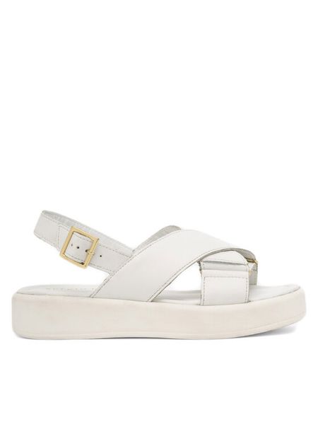 Sergio Bardi Sandały ARC-B1036-02SB Biały. Białe sandały damskie Sergio Bardi, bez wzorów, ze skóry, bez obcasa, na płaskiej podeszwie, bez zapięcia. Za 189.99 zł.