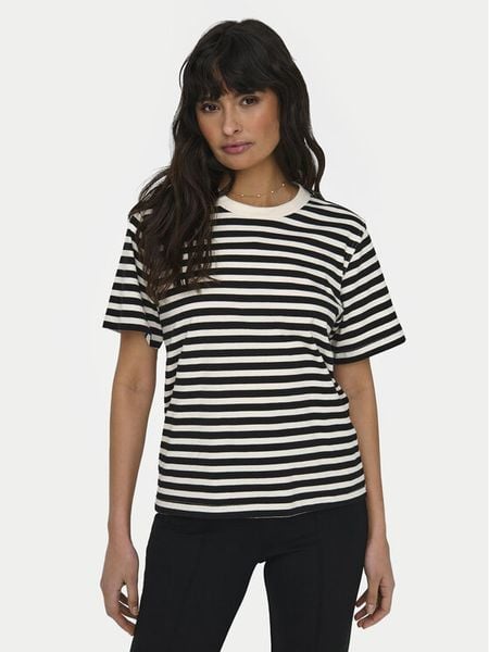 ONLY T-Shirt Livina 15272227 Czarny Regular Fit. Czarne t-shirty damskie ONLY, xs, bez wzorów, z bawełny, bez kołnierzyka, bez ramiączek. Za 69.99 zł.