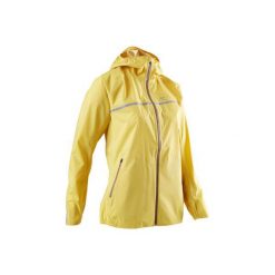 Kurtka wodoodporna do biegania TRAIL damska żółta. Brązowe kurtki sportowe damskie KALENJI, l, bez wzorów, z materiału, bez ramiączek, bez kaptura, do biegania. Za 249.99 zł.