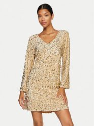 Vila Sukienka koktajlowa Faith 14102265 Beżowy Regular Fit. Brązowe sukienki damskie Vila, s, bez wzorów, z syntetyku, wizytowe, bez kołnierzyka, bez ramiączek. Za 139.99 zł.