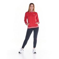 Bluza z bawełna z kaptur na co dzień na siłownię. Czerwone bluzy damskie LEONE 1947 APPAREL, bez wzorów, z bawełny, sportowe, bez ramiączek, bez kaptura. W wyprzedaży za 218.92 zł.