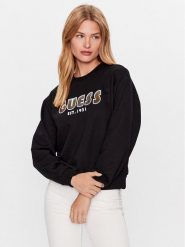 Guess Bluza W3YQ13 K8802 Czarny Relaxed Fit. Czarne bluzy damskie Guess, s, z aplikacjami, z syntetyku, bez ramiączek, bez kaptura. Za 339.99 zł.