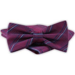 Mucha Męska z Poszetką - Alties - Ciemno Malinowa w Kratę. Czerwone krawaty i muchy Alties, bez wzorów, eleganckie. Za 44.00 zł.