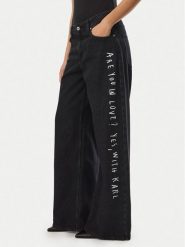 Karl Lagerfeld Jeans Jeansy B4W10111 Czarny Wide Leg. Czarne jeansy damskie Karl Lagerfeld Jeans, bez wzorów, z bawełny. Za 549.99 zł.