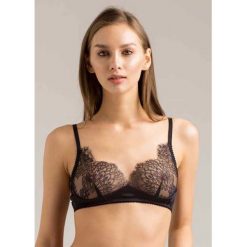 Biustonosz w kolorze czarnym. Czarne biustonosze Lace Up, bez wzorów, z koronki. W wyprzedaży za 239.95 zł.