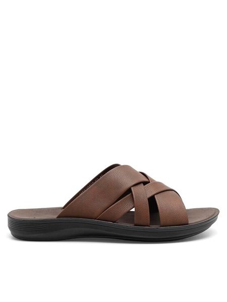 Lanetti Klapki MSS20505-02 Brązowy. Brązowe klapki męskie Lanetti, bez wzorów, ze skóry, bez zapięcia. Za 79.99 zł.