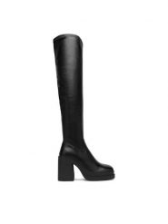 DeeZee Kozaki 6101-1 Czarny. Czarne kozaki damskie DeeZee, bez wzorów, z materiału, bez obcasa, na słupku, bez zapięcia. Za 249.99 zł.