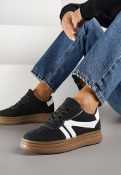 Czarne Sneakersy Tenisówki Ozdobione Geometrycznym Wzorem Shie. Czarne trampki i tenisówki damskie Renee, bez wzorów, z jeansu, bez zapięcia. Za 99.99 zł.