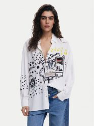 Desigual Koszula Persefone 25SWCW41 Biały Loose Fit. Białe koszule damskie Desigual, m, bez wzorów, z wiskozy, bez kołnierzyka, bez ramiączek. Za 199.99 zł.