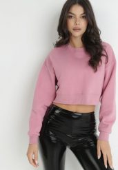 Ciemnoróżowa Bluza Oversize Azaze. Czerwone bluzy damskie Born2be, l, bez wzorów, z polaru, casualowe, bez ramiączek, bez kaptura. Za 84.99 zł.