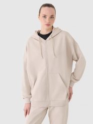 4F Bluza dresowa rozpinana z kapturem damska - beżowa S. Brązowe bluzy damskie 4F, s, bez wzorów, z bawełny, klasyczne, bez ramiączek, z kapturem. W wyprzedaży za 119.99 zł.
