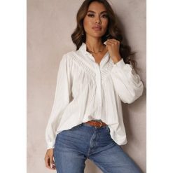 Biała Koszula Oversize z Bawełny Endona. Białe koszule damskie Renee, m, z aplikacjami, z bawełny, eleganckie, bez kołnierzyka, bez ramiączek. Za 119.99 zł.