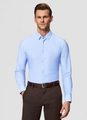 PAKO LORENTE - Dzianinowa koszula męska mikrowzór. Niebieskie koszule męskie Pako Lorente, m, bez wzorów, z dzianiny, bez kołnierzyka, bez ramiączek. Za 299.99 zł.