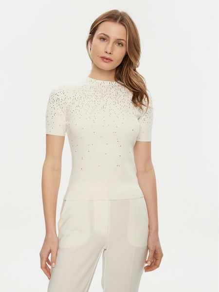 Marciano Guess Sweter 5RGR14 5821Z Écru Slim Fit. Swetry nierozpinane damskie Marciano Guess, s, z aplikacjami, z wiskozy, bez kołnierzyka, bez ramiączek. Za 259.99 zł.