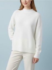 Sweter z półgolfem i długim rękawem z domieszką wełny - biały. Białe swetry nierozpinane damskie Sinsay, l, bez wzorów, z wełny, bez kołnierzyka, bez ramiączek. Za 49.99 zł.