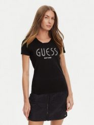 Guess T-Shirt W5YI05 J1314 Czarny Regular Fit. Czarne t-shirty damskie Guess, xl, z aplikacjami, z bawełny, bez kołnierzyka, bez ramiączek. Za 119.99 zł.