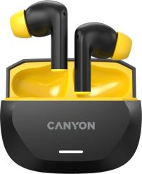 CANYON headset HEXAGON 7 TWS ANC+ENC Wireless Charge Black Yellow. Czarne słuchawki bezprzewodowe Canyon. Za 109.19 zł.