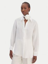 Marella Koszula Editore 2613111084 Biały Regular Fit. Białe koszule damskie Marella, bez wzorów, ze lnu, biznesowe, bez kołnierzyka, bez ramiączek. Za 909.99 zł.