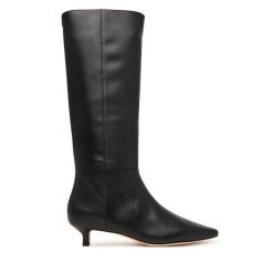 Kozaki LAUREN RALPH LAUREN. Czarne kozaki damskie Lauren Ralph Lauren, bez wzorów, bez obcasa, na szpilce, bez zapięcia. Za 1,299.00 zł.