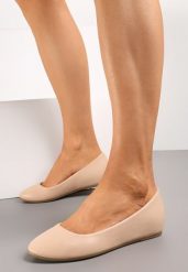Beżowe Balerinki Akolevia. Brązowe balerinki damskie Renee, bez wzorów, z jeansu, eleganckie, bez obcasa, na obcasie, bez zapięcia. Za 44.99 zł.