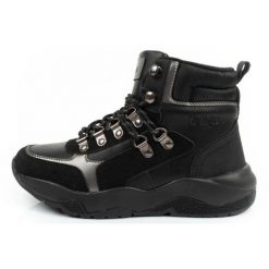 Buty Lee Cooper LCJ-24-03-3048L czarne. Czarne obuwie trekkingowe damskie z materiału, przed kolano, bez zapięcia. W wyprzedaży za 288.12 zł.