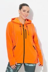 Damskie Bluza 2-kierunkowy zamek błyskawiczny kaptur otwór na kciuk. Brązowe bluzy damskie Ulla Popken, plus size, bez wzorów, z dresówki, sportowe, bez ramiączek, z kapturem. Za 279.99 zł.