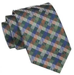 Męski Krawat Angelo di Monti - Kolorowy w Kratkę. Krawaty i muchy Angelo di Monti, bez wzorów, z tkaniny, eleganckie. Za 45.00 zł.