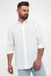 Koszula męska lniana ARMANI EXCHANGE. Koszule męskie Armani Exchange, m, bez wzorów, bez kołnierzyka, bez ramiączek. W wyprzedaży za 415.20 zł.