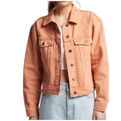 Kurtka turystyczna damska Superdry Vintage Trucker. Brązowe kurtki sportowe damskie Superdry, s, bez wzorów, z bawełny, bez ramiączek, bez kaptura. Za 260.00 zł.