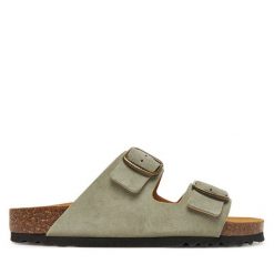 Klapki Scholl. Zielone klapki damskie Scholl, bez wzorów, bez obcasa, bez zapięcia. Za 279.99 zł.