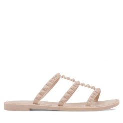 Klapki JENNY. Brązowe klapki damskie Jenny, bez wzorów, bez obcasa, bez zapięcia. Za 39.99 zł.
