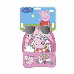 Zestaw z czapką i okularami przeciwsłonecznymi Peppa Pig Różowy. Czerwone czapki damskie Peppa Pig, bez wzorów, z materiału, sportowe. Za 74.20 zł.
