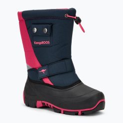 Śniegowce juniorskie KangaROOS Kanga-Bean II dkdaisy. Czerwone buty zimowe męskie KangaRoos, na zimę, bez wzorów, bez obcasa, bez zapięcia. Za 149.99 zł.