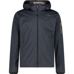 Lekką kurtka z kapturem softshell CMP. Szare kurtki męskie CMP, na jesień, bez wzorów, z materiału, z kapturem, trekkingowe. Za 330.50 zł.