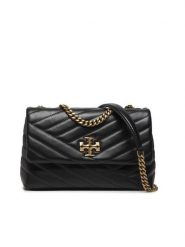 Tory Burch Torebka Kira Chevron Small Convertible 90452 Czarny. Czarne torebki wizytowe damskie Tory Burch, bez wzorów, ze skóry, bez dodatków. Za 2,779.00 zł.